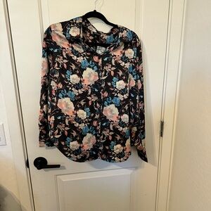 Torrid Multicolored Button Down Long Sleeve Top with Peter Pan Collar